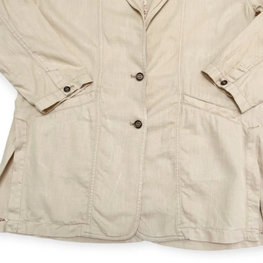 Anthropologie Pilcro Linen Blend Summer Blazer Large Cream Lagenlook Boho